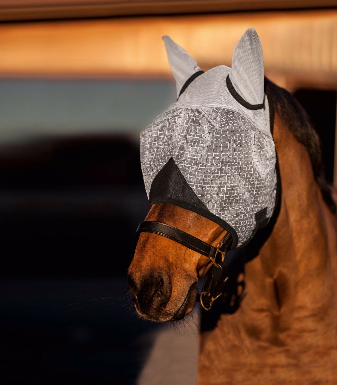 Fliegenmaske mit Ohrenschutz mit UV-Schutz Full/Warmblut