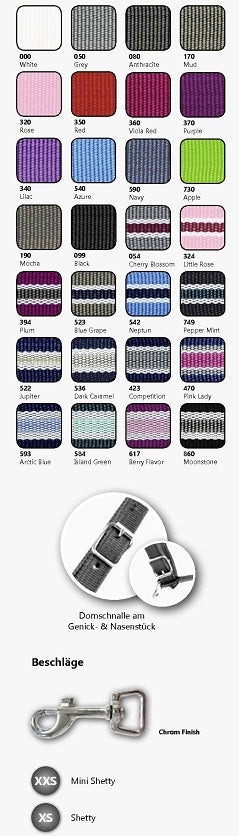 EQuest Halfter Dual, SHETTY, verschiedene Farben, zweifach verstellbar, Chrom Finish