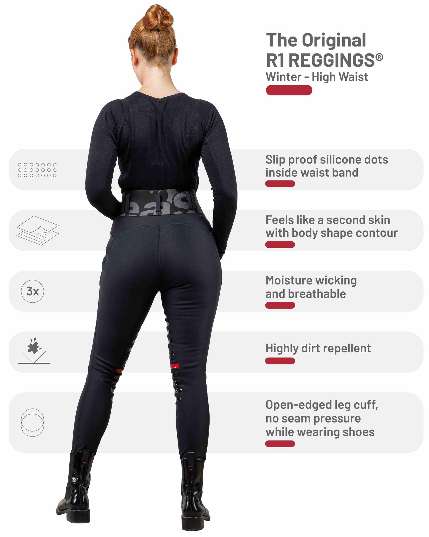 eaSt REGGINGS® R1 Highwaist Winter Reitleggings in schwarz
