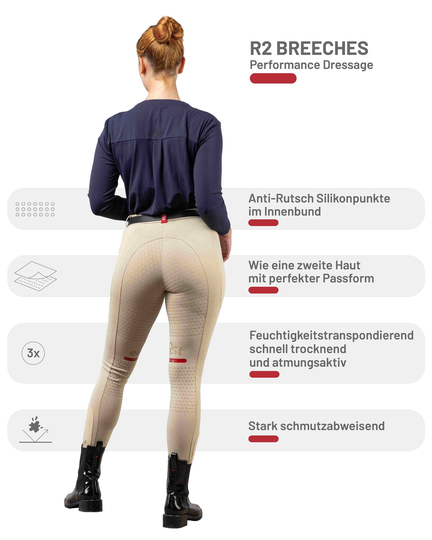 eaSt R2 Performance Dressage Reithose Dressur in almond