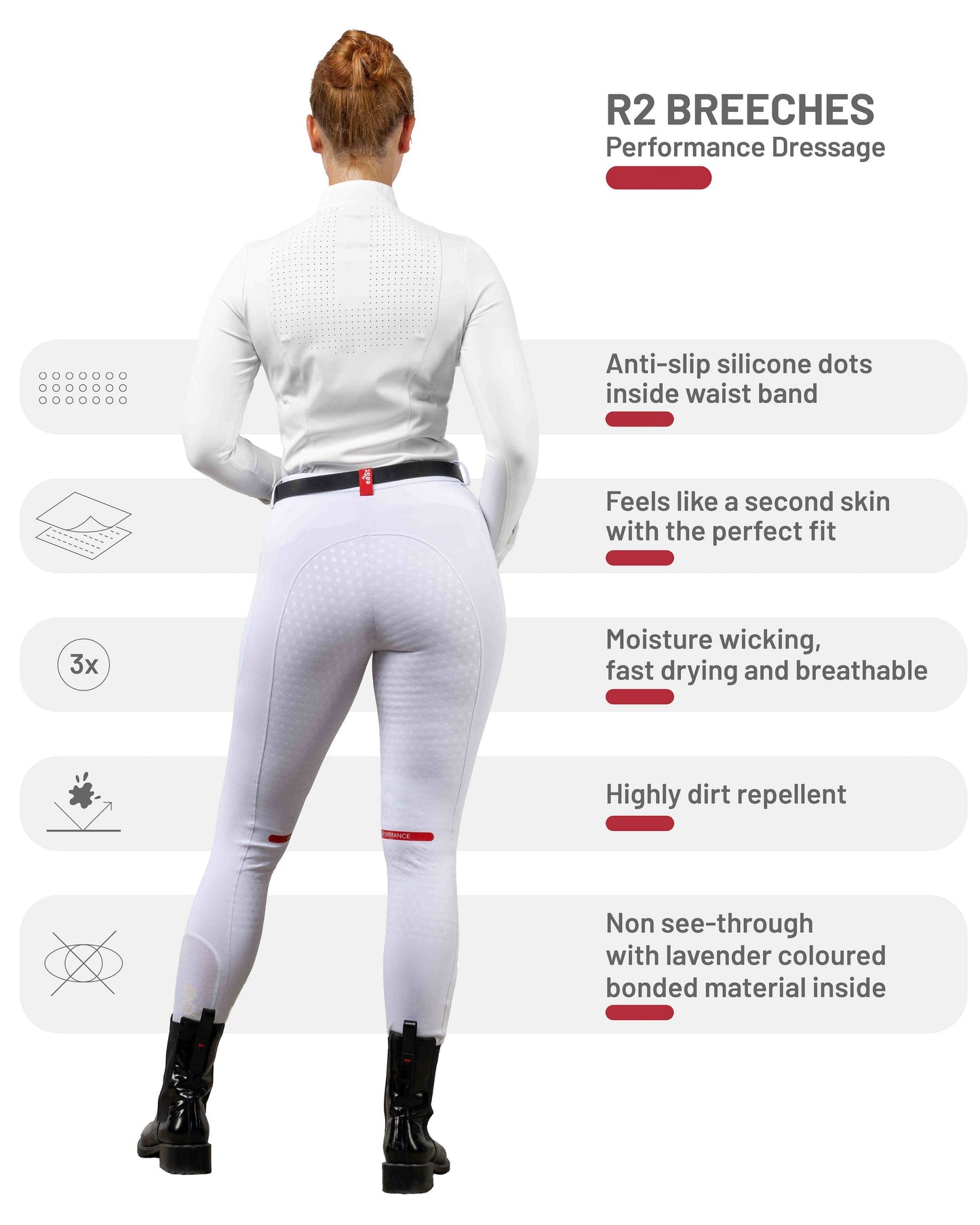 eaSt R2 Performance Dressage Reithose Dressur in weiß