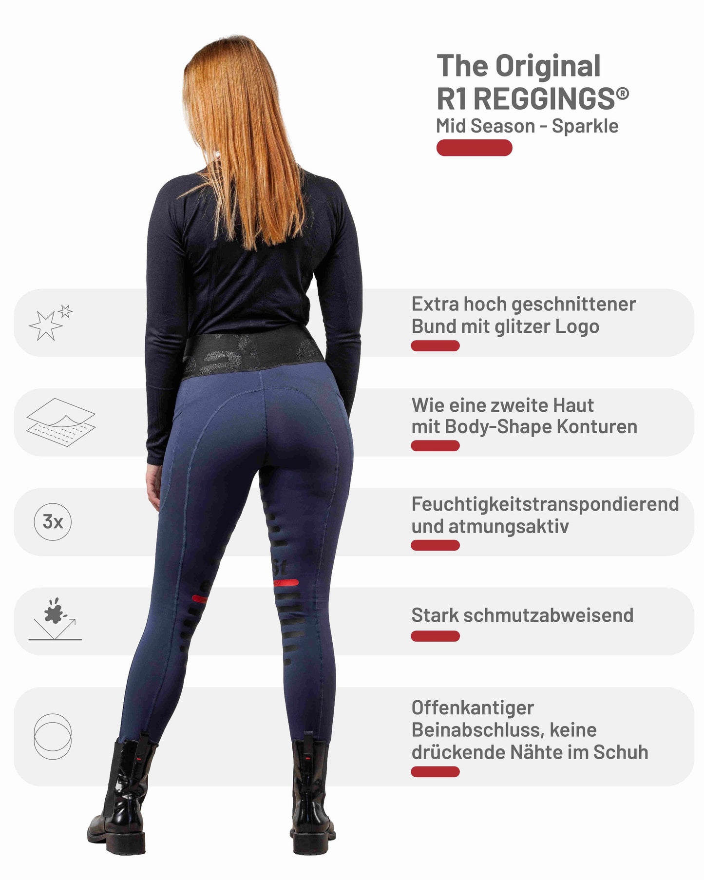 eaSt REGGINGS® R1 Highwaist Mid Season Reitleggings in Midnight blue
