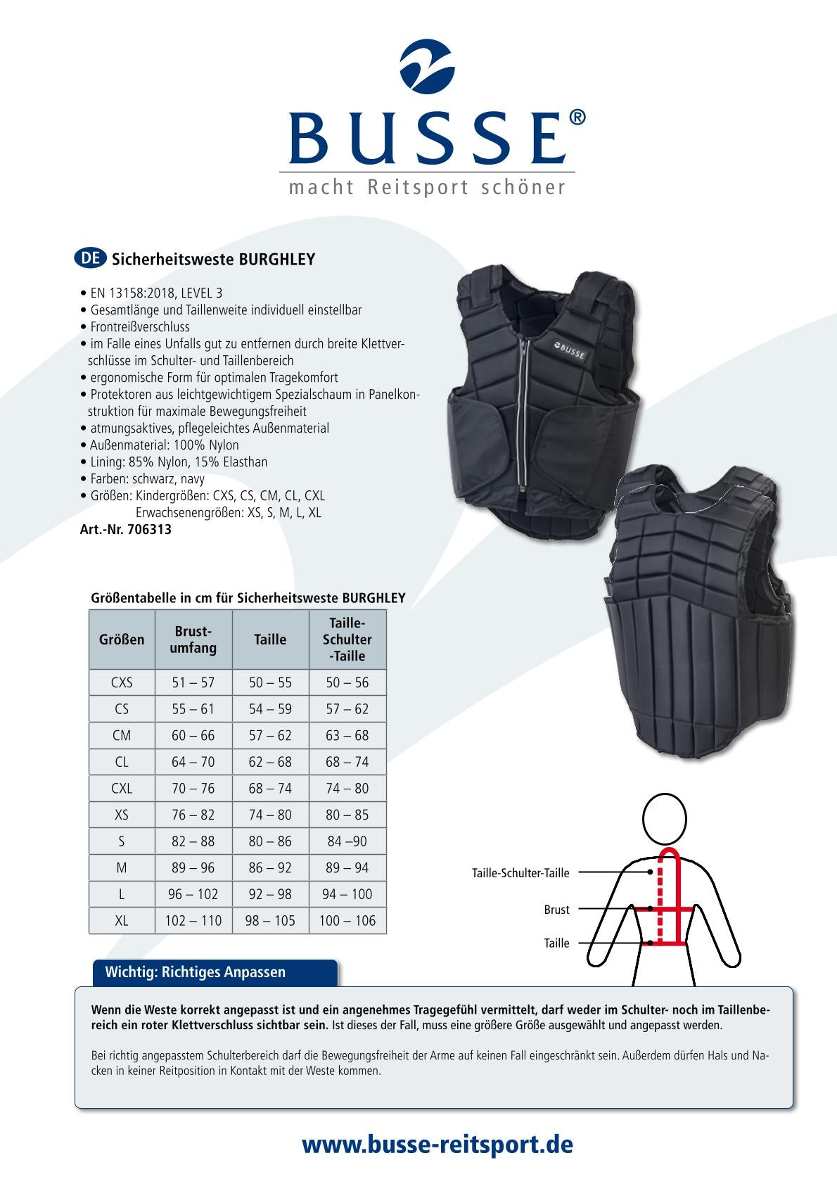 Sicherheitsweste BURGHLEY in blau und schwarz
