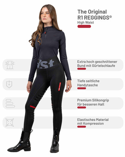 eaSt REGGINGS® R1 Highwaist Reitleggings in schwarz