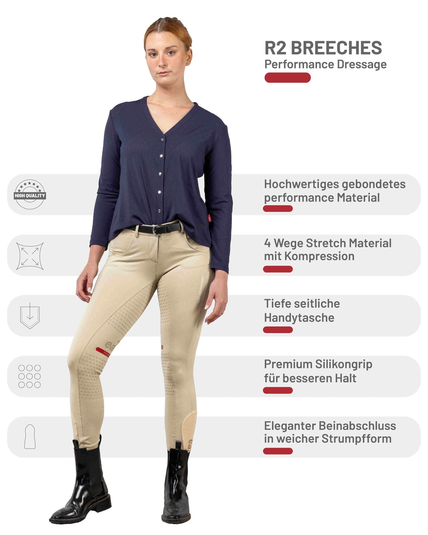 eaSt R2 Performance Dressage Reithose Dressur in almond
