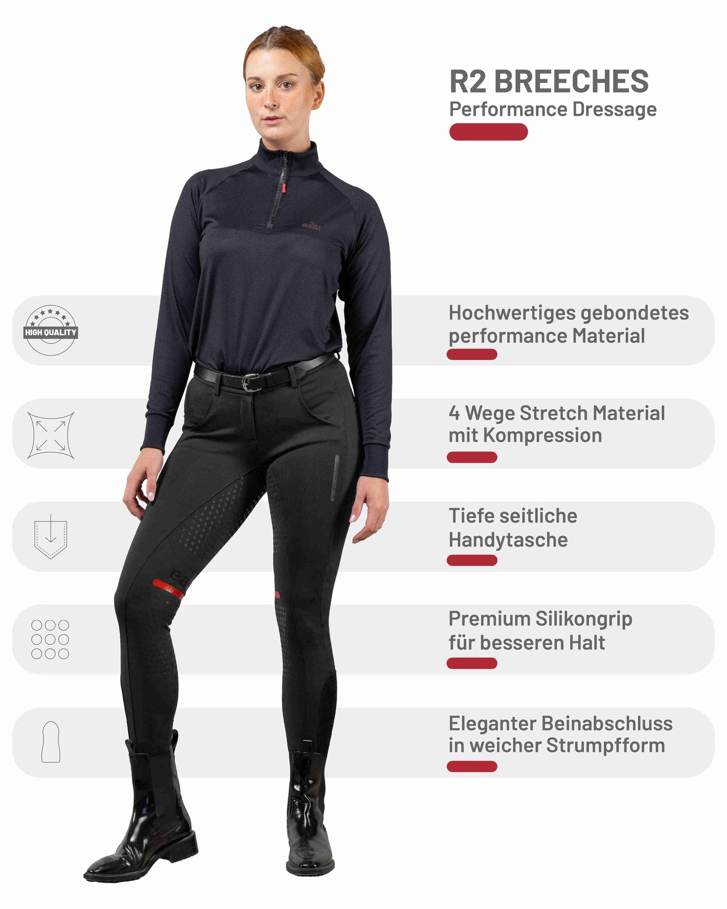 eaSt R2 Performance Dressage Reithose Dressur in schwarz