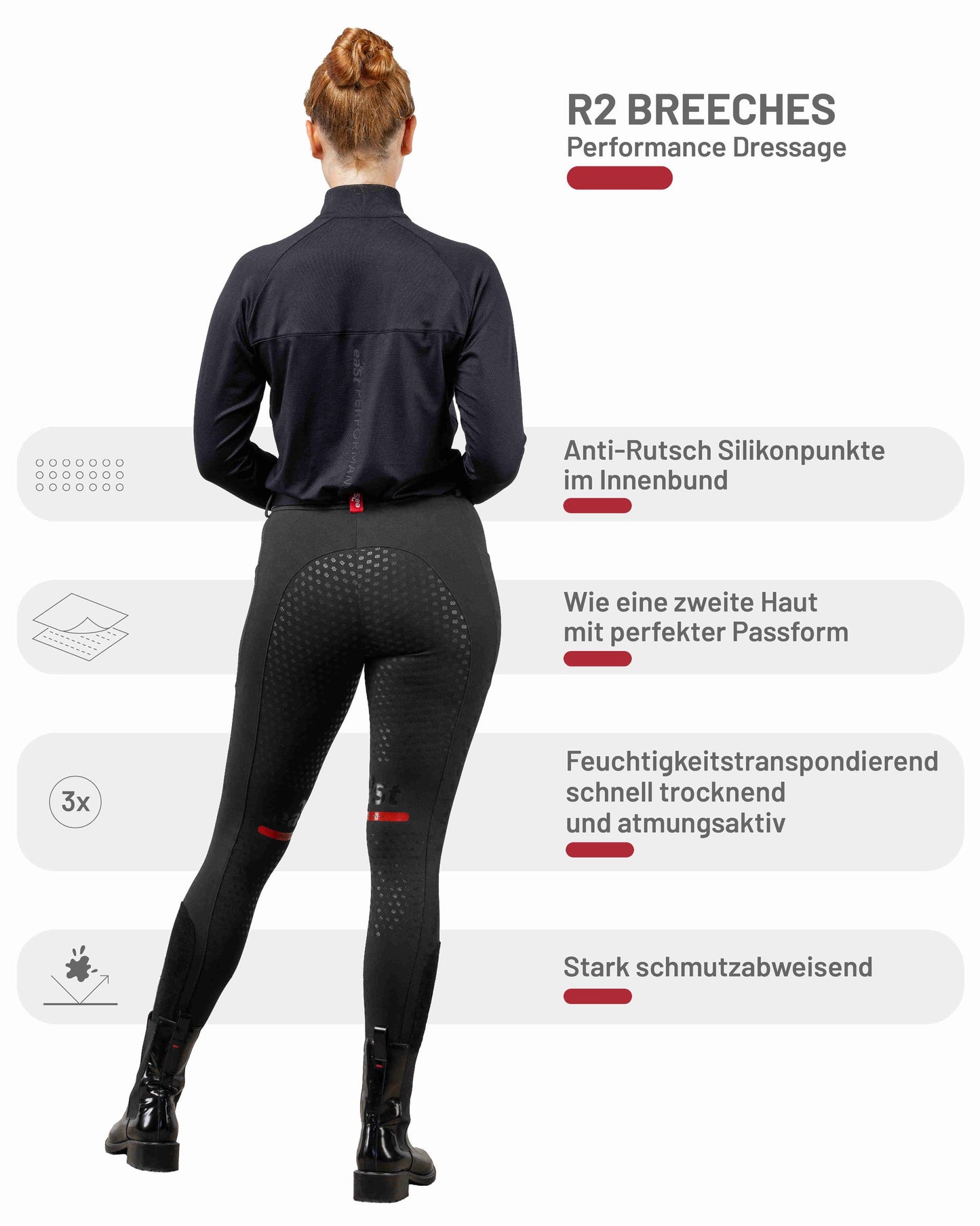 eaSt R2 Performance Dressage Reithose Dressur in schwarz