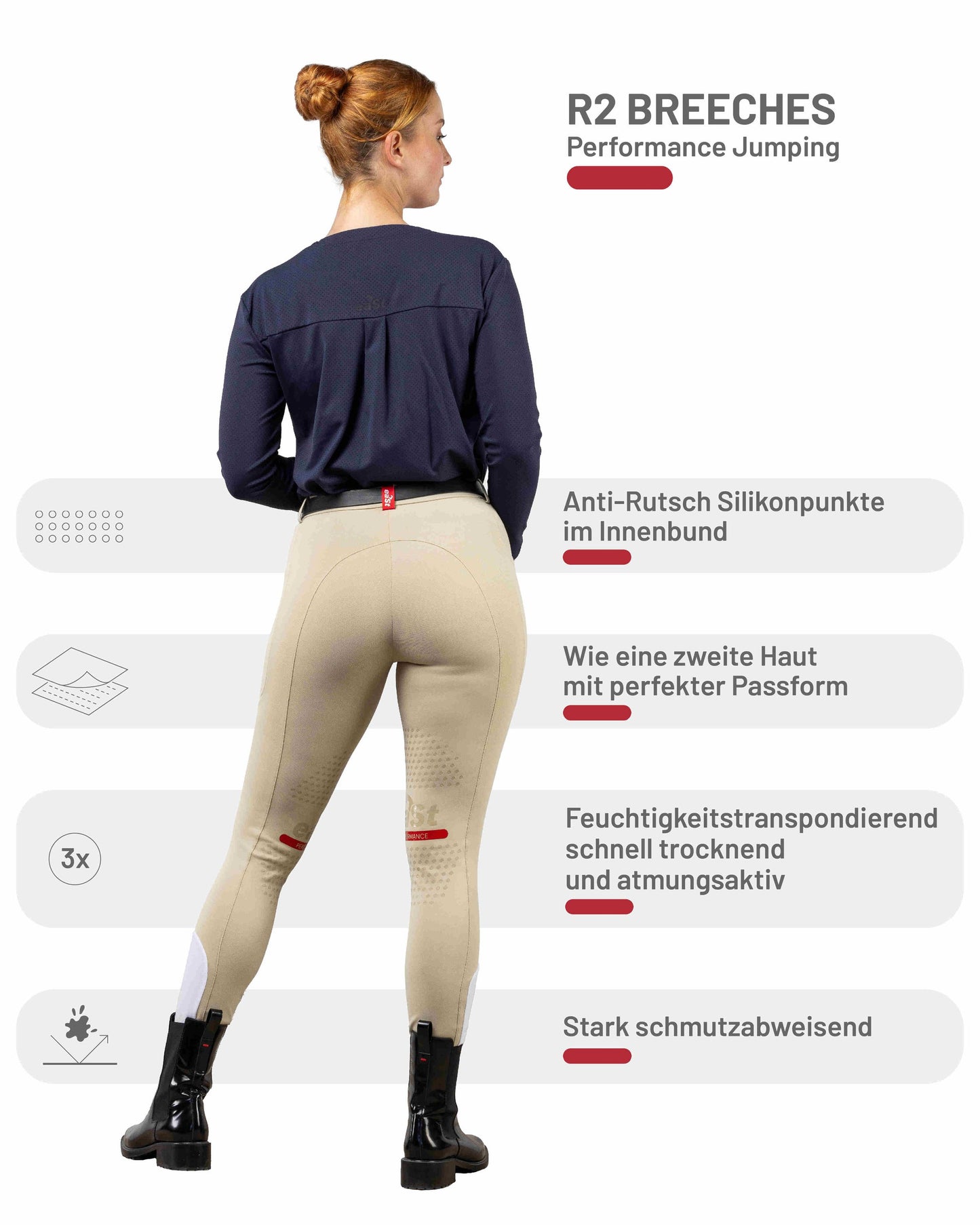 eaSt R2 Performance Jumping Reithose in almond