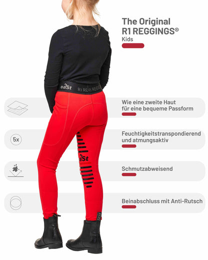 eaSt REGGINGS® R1 Kids Reitleggings in Signature red