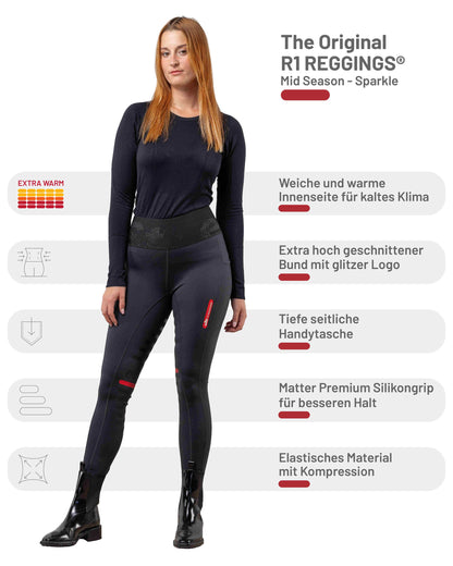 eaSt REGGINGS® R1 Highwaist Mid Season Reitleggings in schwarz