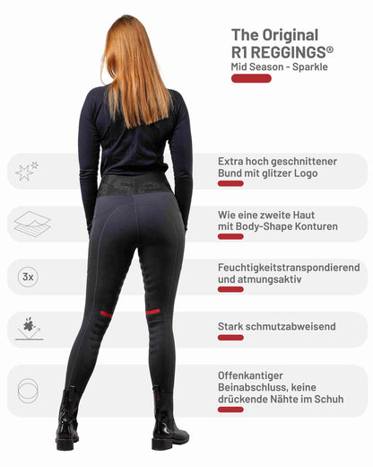 eaSt REGGINGS® R1 Highwaist Mid Season Reitleggings in schwarz