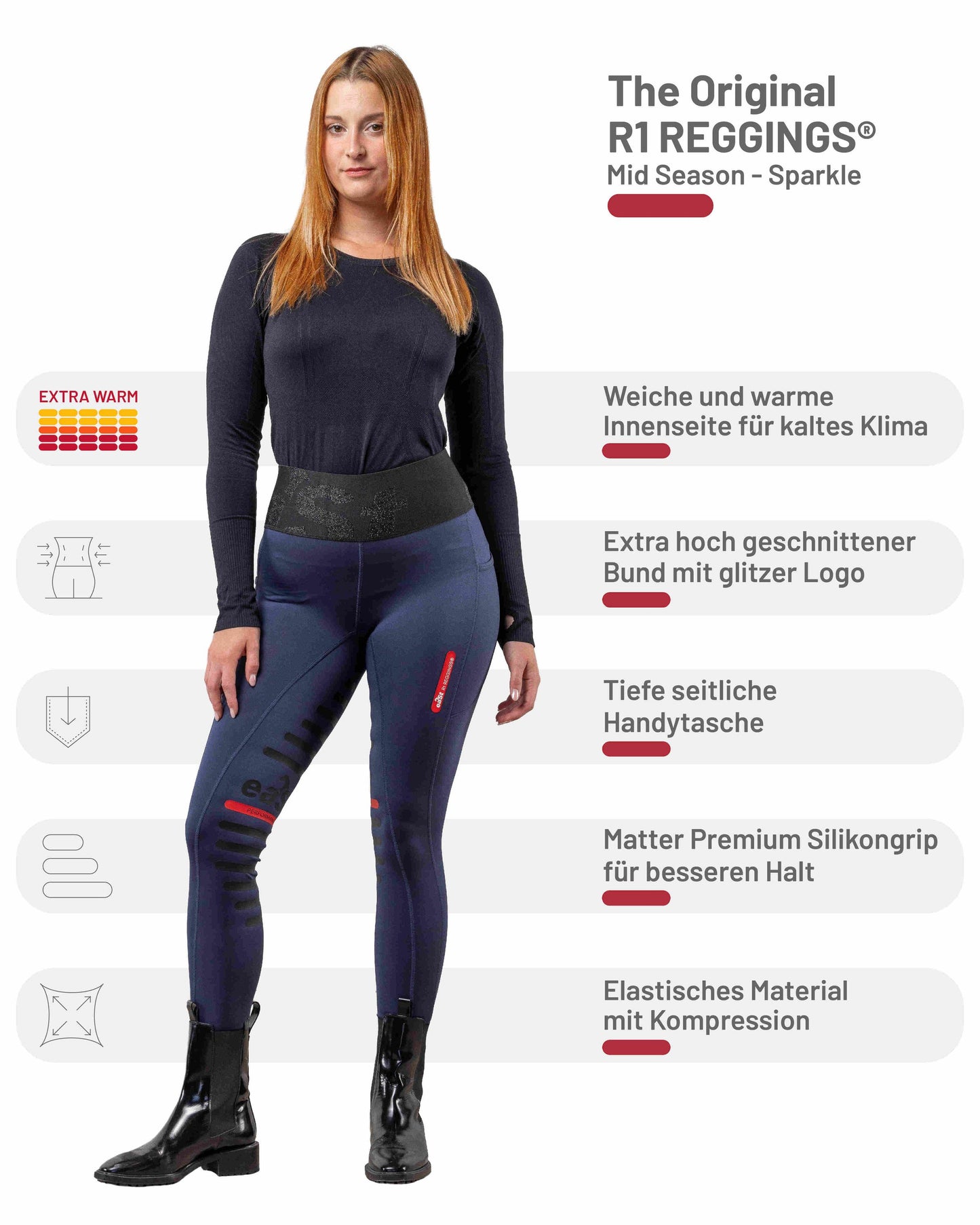 eaSt REGGINGS® R1 Highwaist Mid Season Reitleggings in Midnight blue