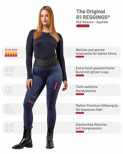 eaSt REGGINGS® R1 Highwaist Mid Season Reitleggings in Midnight blue