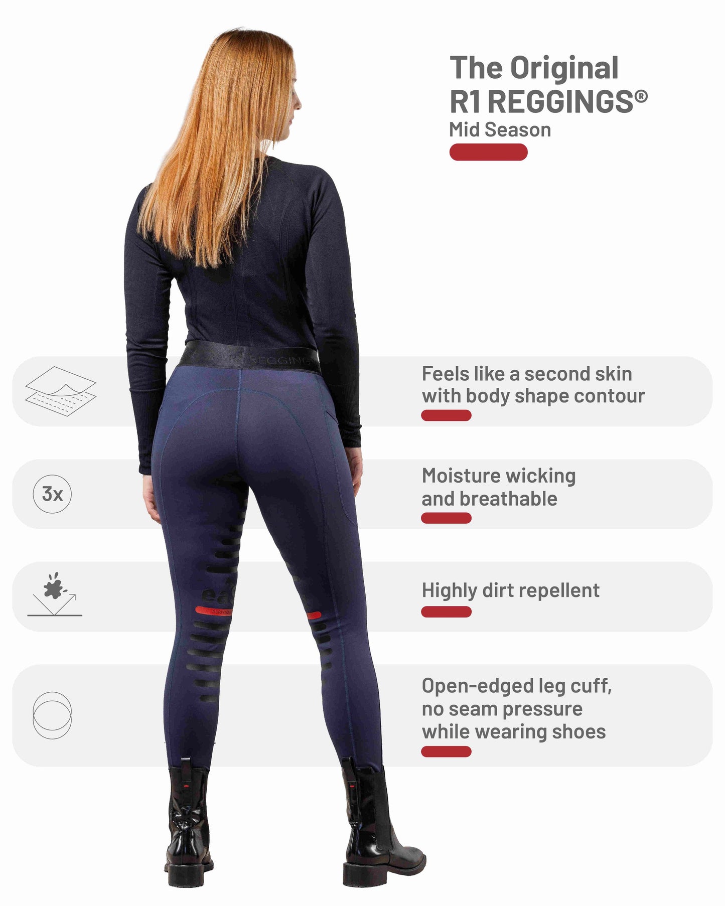 eaSt REGGINGS® R1 Mid Season Reitleggings in Midnight blue