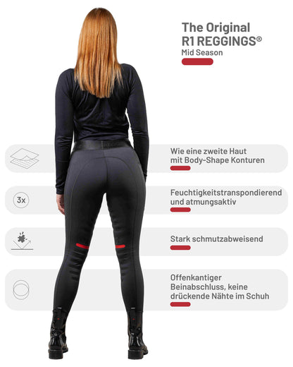 eaSt REGGINGS® R1 Mid Season Reitleggings in schwarz