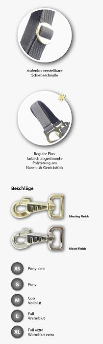 EQuest Halfter Regular in 2 Farben, stufenlos verstellbar, Beschlag Nickel Finish