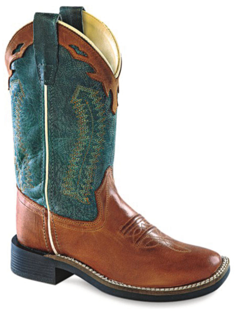 OLD West Westernstiefel für Kinder und Jugendliche – Braun-Türkis