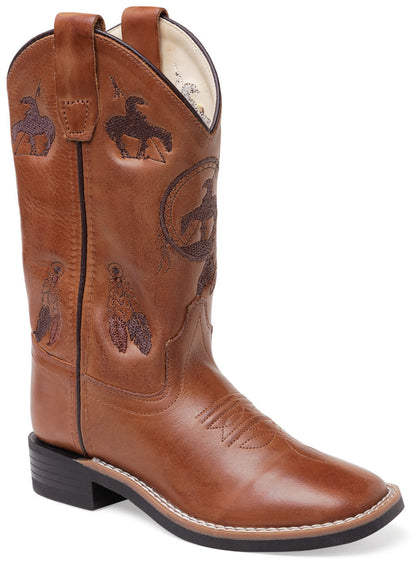 Old West Kinder- und Damen-Westernreitstiefel Braun