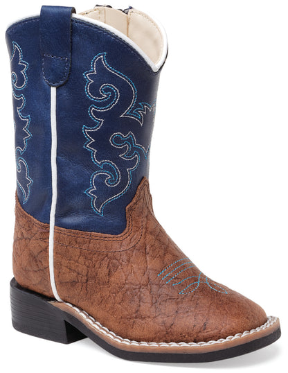 Old West Kinder-Westernstiefel mit Lederfuß und Zierstich, Größe 19–23