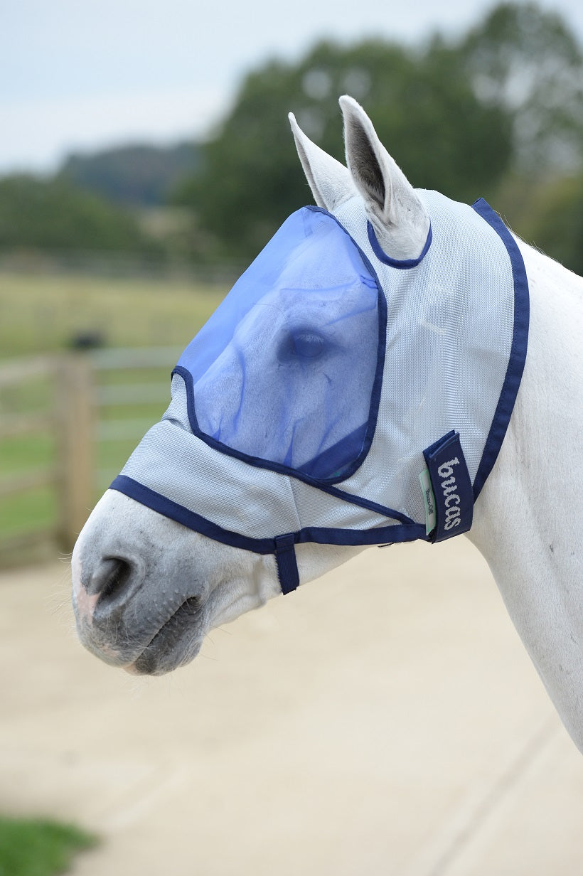 Bucas Buzz-Off Deluxe Fliegenmaske ohne Ohren in blau, Fliegenschutz