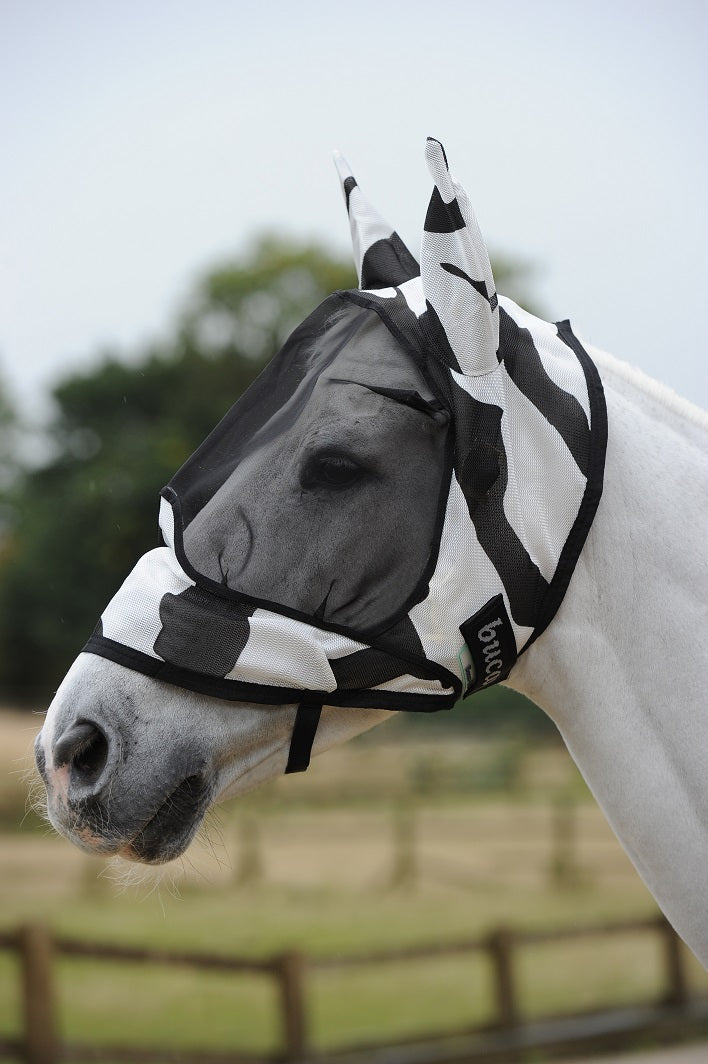 Bucas Buzz-Off Zebra Deluxe Fliegenmaske mit Ohren, Fliegenschutz