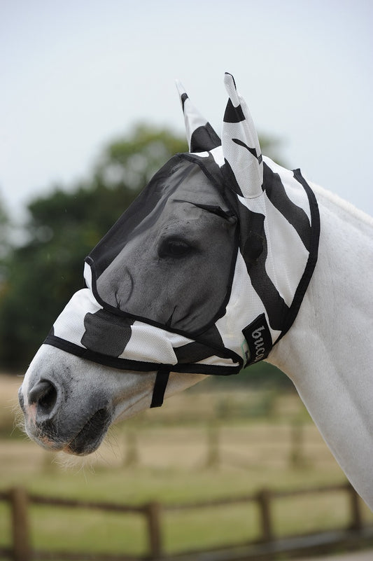 Bucas Buzz-Off Zebra Deluxe Fliegenmaske mit Ohren, Fliegenschutz