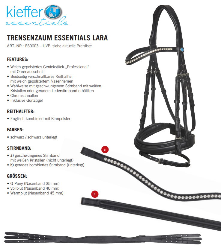 Kieffer Trensenzaum ESSENTIALS LARA